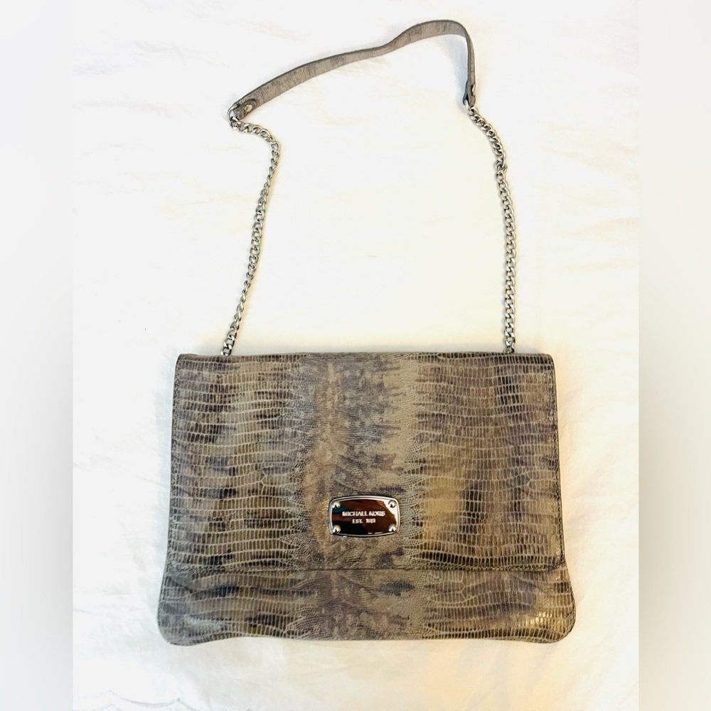 Michael Kors Gray Snakeskin Shoulder Bag/Clutch Like New